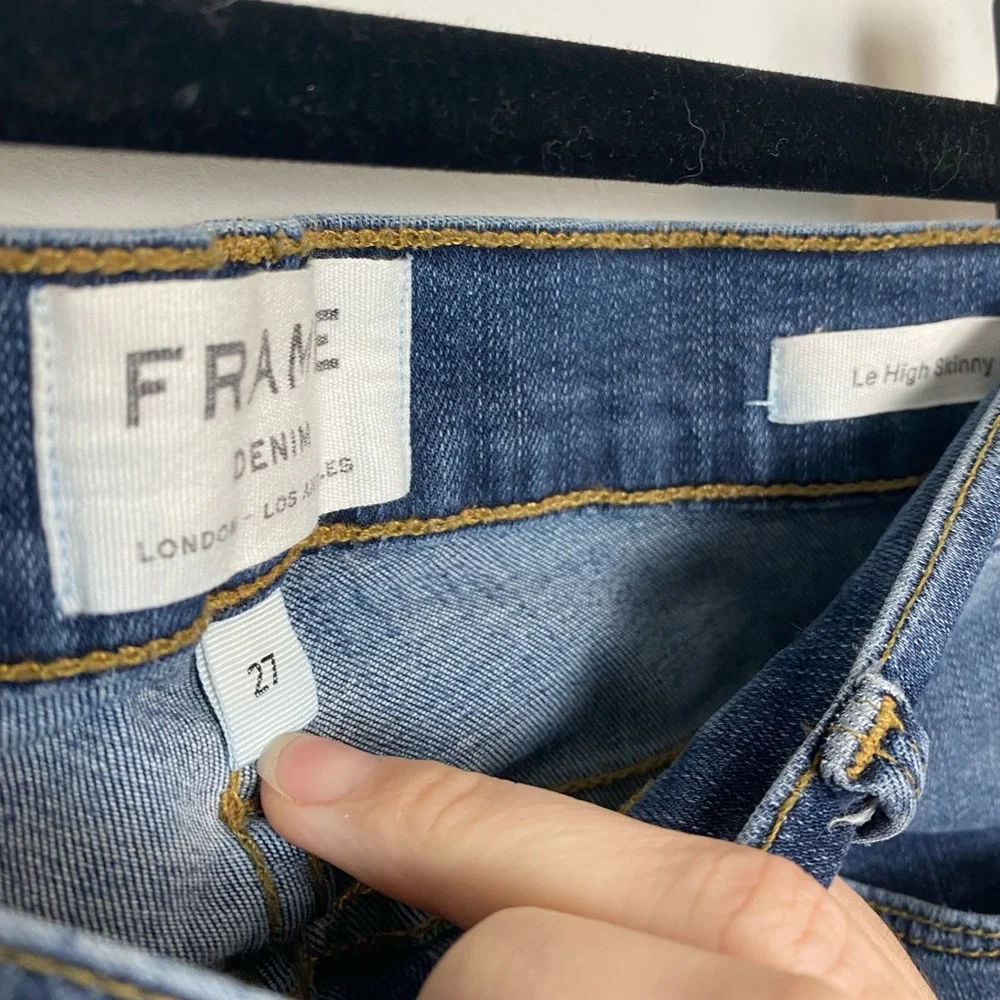 Frame Le High Skinny Released Raw Hem Jeans in Merrick Wash - Picture 7 of 11